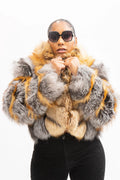 Women's Telise Gold And Silver Fox Bomber