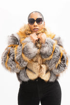 Women's Telise Gold And Silver Fox Bomber