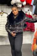 Women's Trey Biker Black Oversized Fox Collar [Black Fur]