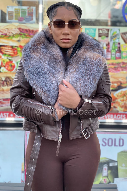 Women's Trey Biker Oversized Fox Collar