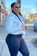 Women's Trey Leather Biker Jacket [White]