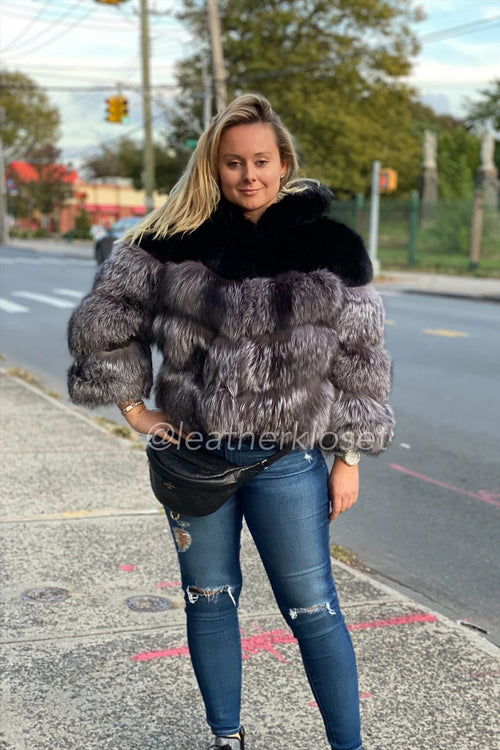 Women's Two Tone Fox Fur Bomber