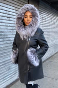 Women's Vivian Real Sheepskin 3/4 Coat With Fox