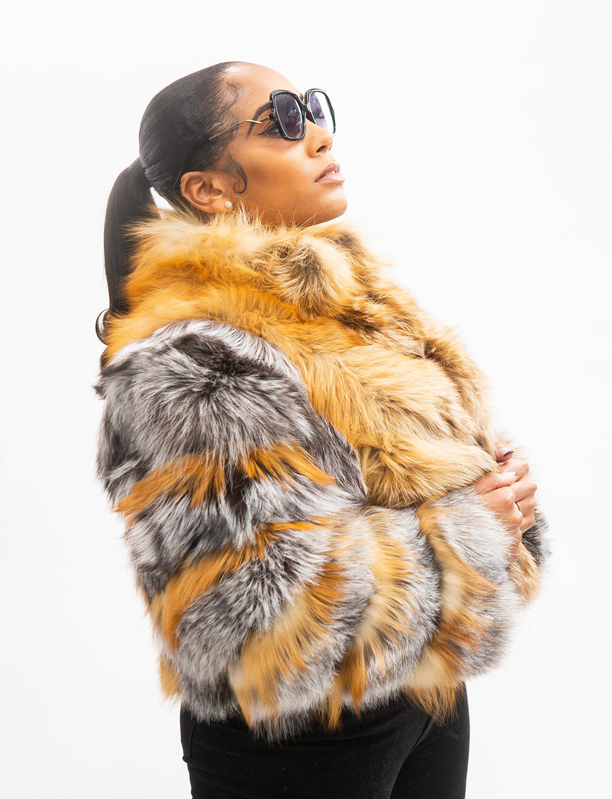 Women's Telise Gold And Silver Fox Bomber