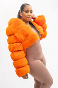 Women's Crop Fox Bomber With Hood [Orange]