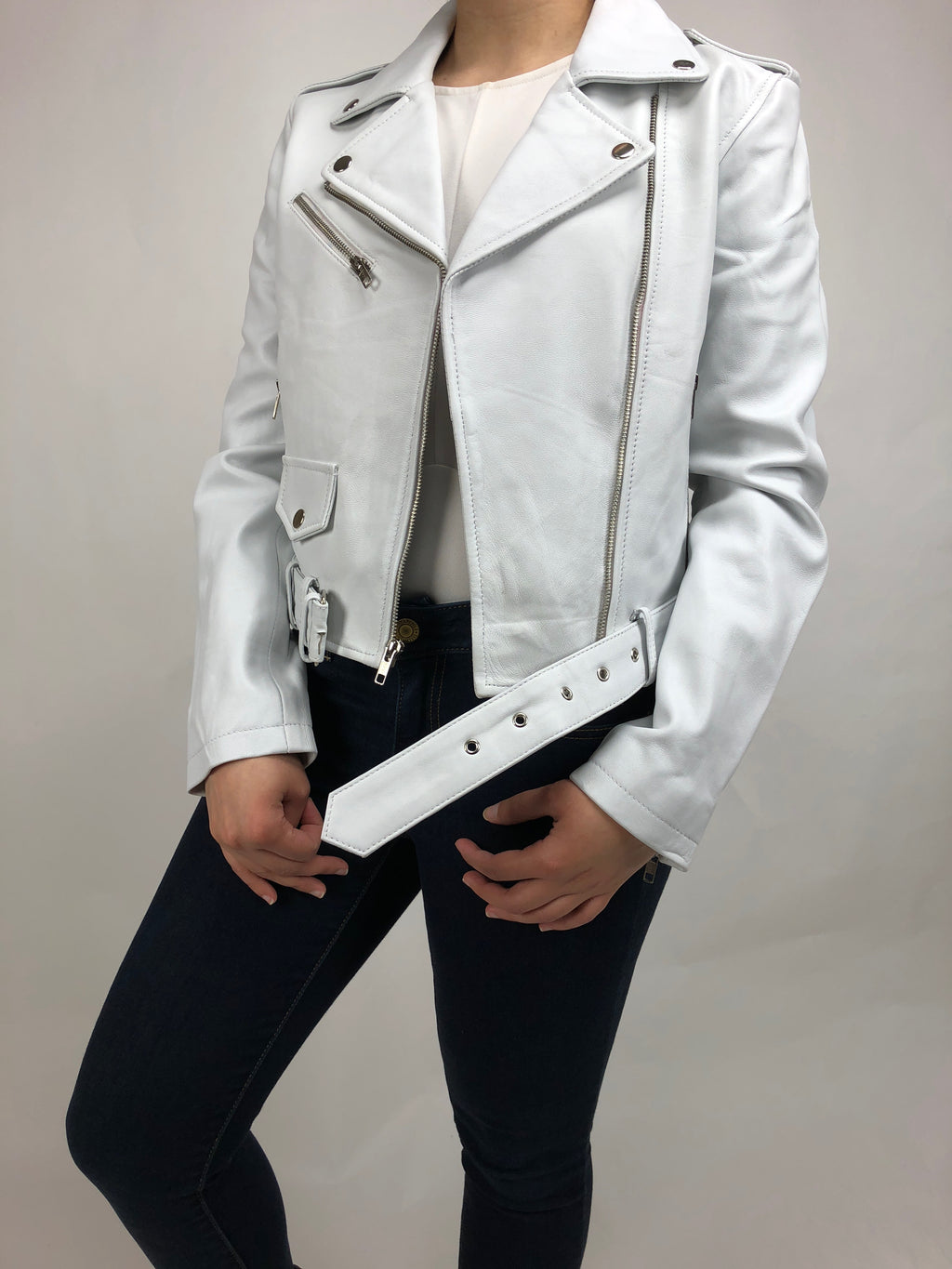 Women's Classic Biker White [ SLIM FIT ]