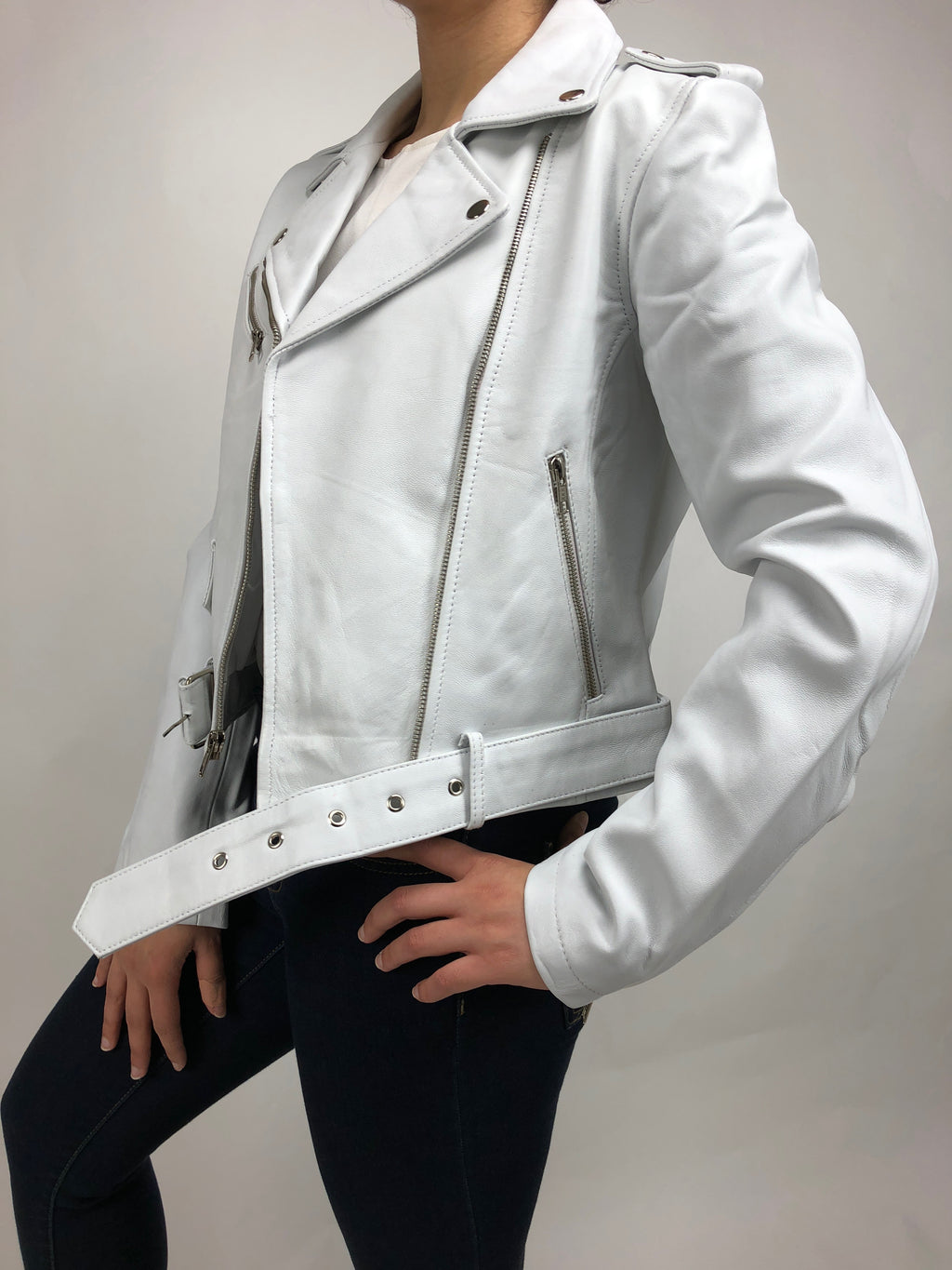 Women's Classic Biker White [ SLIM FIT ]