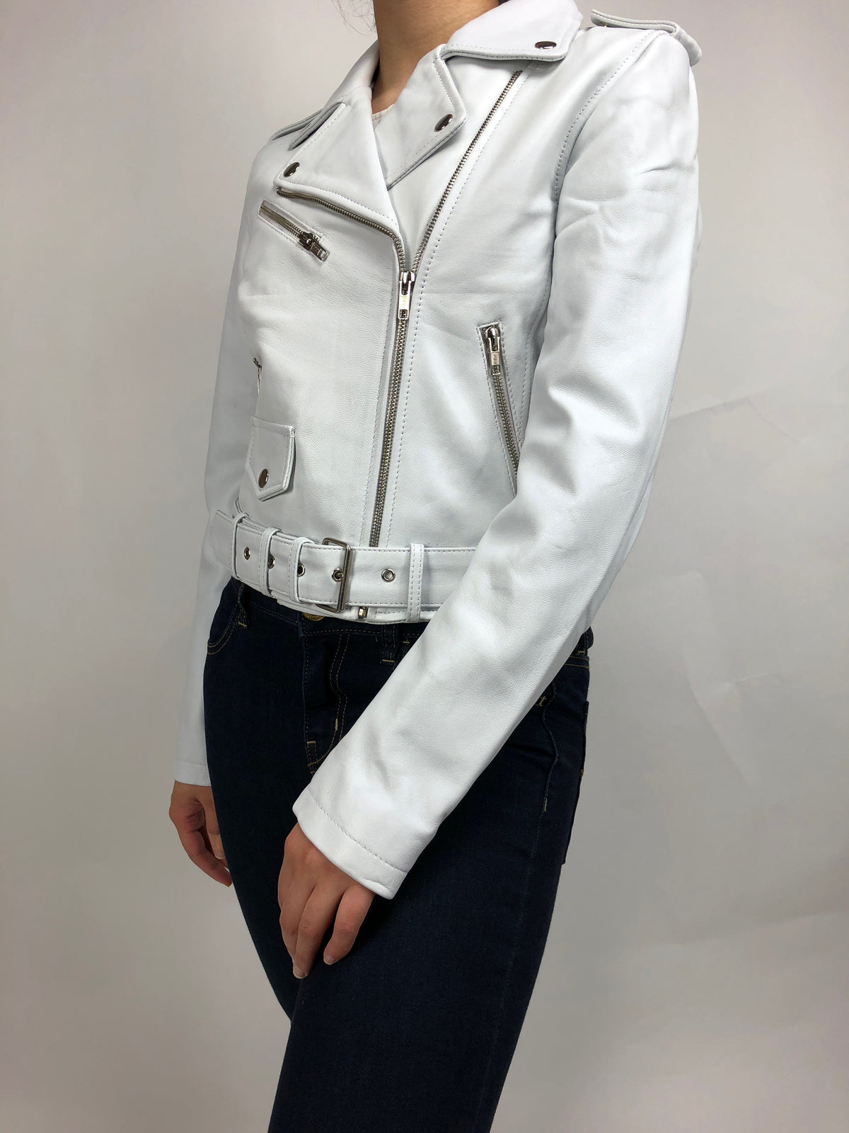 Women's Classic Biker White [ SLIM FIT ]