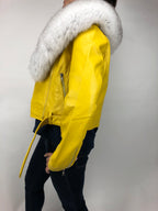 Women's Classic Biker Yellow With Fox Collar [ SLIM FIT ]