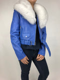 Women's Classic Biker Royal Blue With Fox Collar [SLIM FIT]