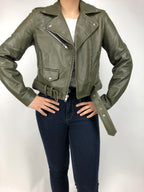 Women's Classic Biker Olive Green [Slim Fit]