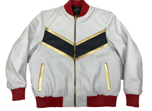 Men's V-Bomber Baseball Jacket [Gold/White/Navy]
