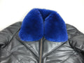 Men's V-Bomber Black Premium Royal Blue Fox Collar