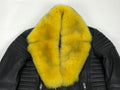 Men's Jay Biker Jacket Black With Full Yellow Fox Collar