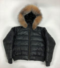 Women's Leather Snorkel Bomber Jacket Premium Fox (crystal fur)