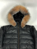 Women's Leather Snorkel Bomber Jacket Premium Fox (crystal fur)