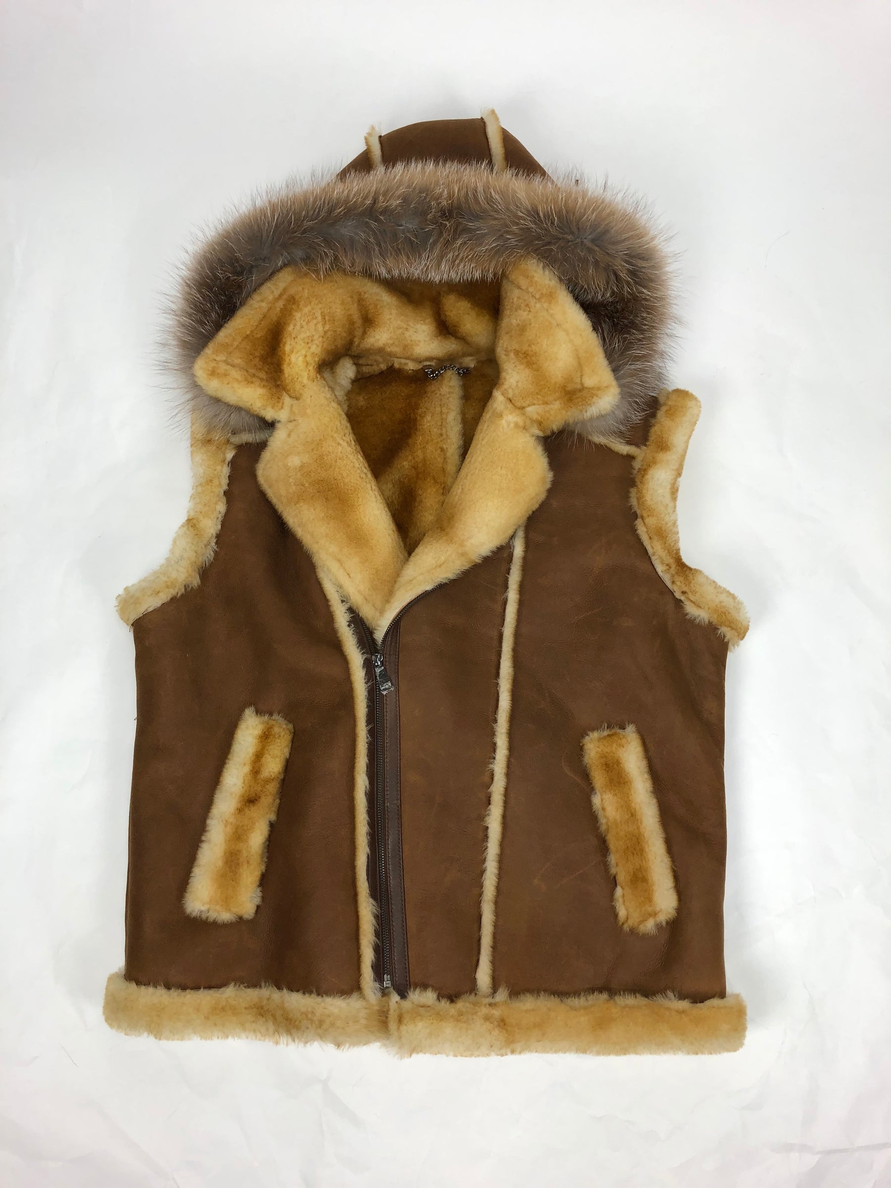 Shearling vest 2024 with hood