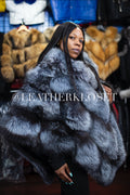 Women's Fox Fur Poncho Silver Fox