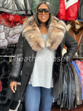 Women's London Real Sheepskin Coat With Fox