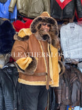 Mens Andre Shearling Biker With Fox