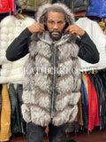 Men's Fox Fur Vest With Hood