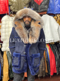 Men's Real Shearling Duffle With Oversize Fox