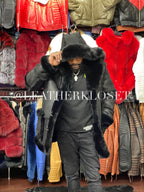 Men's Real Shearling Duffle With Oversize Fox