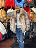 Men's Crystal Fox Fur Bomber Jacket