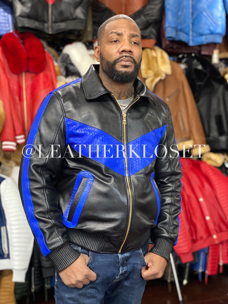 Men's Real Python And Leather Bomber Jacket – LeatherKloset