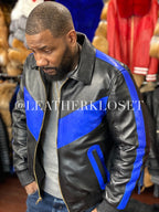 Men's Real Python And Leather Bomber Jacket