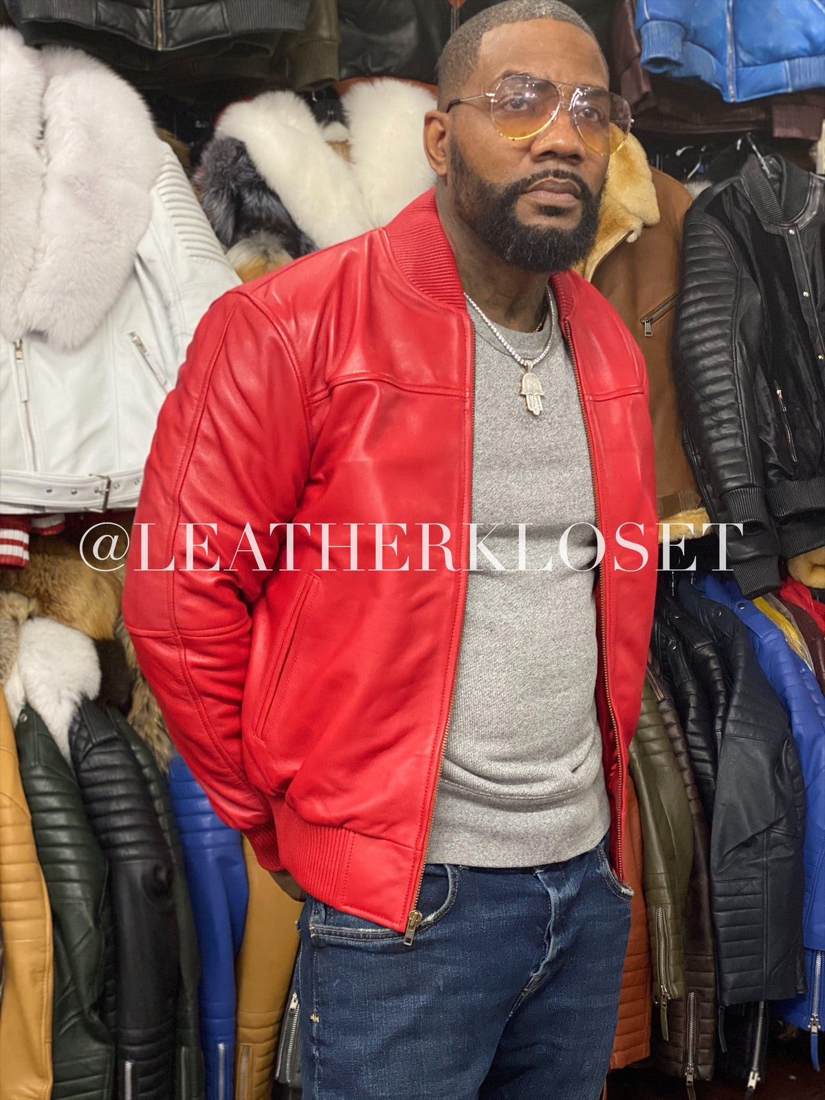 Men's Lucas Quilted Leather Bomber Jacket [Red] – LeatherKloset