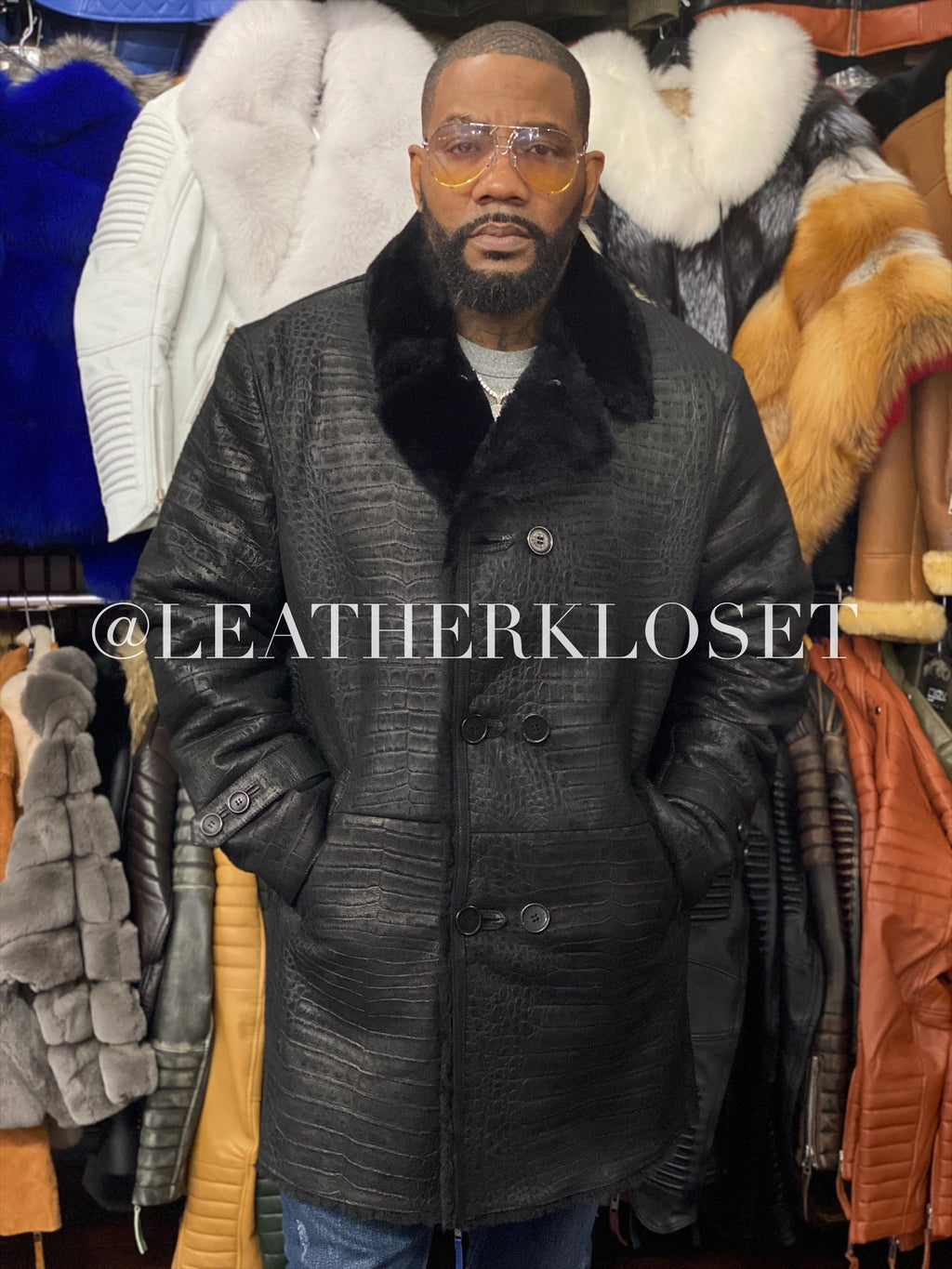 Men's London Shearling Croco Jacket