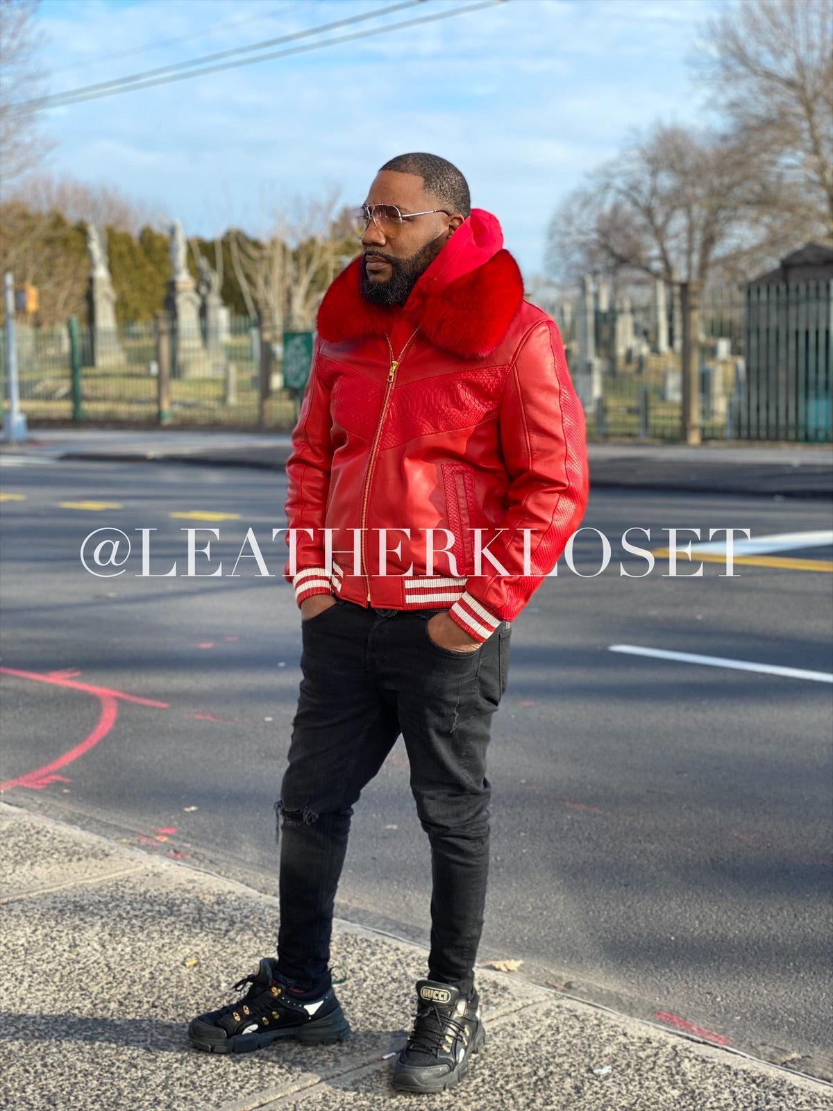 Men's Aspen Leather Bubble Bomber Jacket [Red] – LeatherKloset