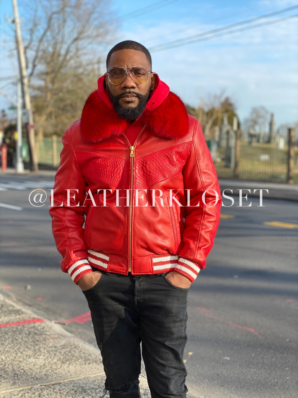 Men's Real Python And Leather Bomber Jacket W/ Fox – LeatherKloset
