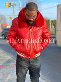 Men's Real Python And Leather Bomber Jacket W/ Fox