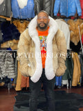 Mens Coyote Bomber With Fox Fur