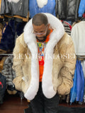 Mens Coyote Bomber With Fox Fur