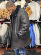 Men's Sheepskin Shearling Car Coat