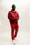 Men's Jax Jean Jacket & Leather Jean Pants [Red]
