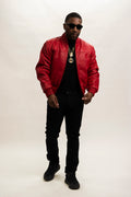 Men's Classic Leather Baseball Jacket [Red]
