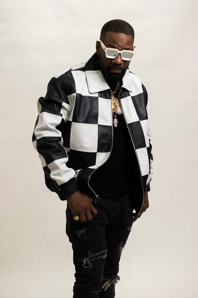 Men's Checkmate Jacket [Navy/White] – LeatherKloset