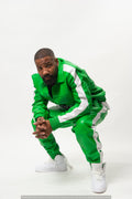 Men's Leather Track Suit Sweatsuit [Green/White]
