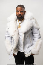 Men's Andre Shearling Biker With Fox [White/White]