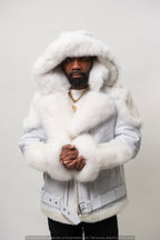 Men's Andre Shearling Biker With Fox [White/White]