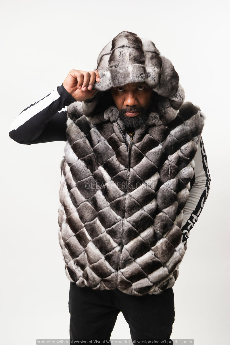 Men's Chincilla Vest With Hood