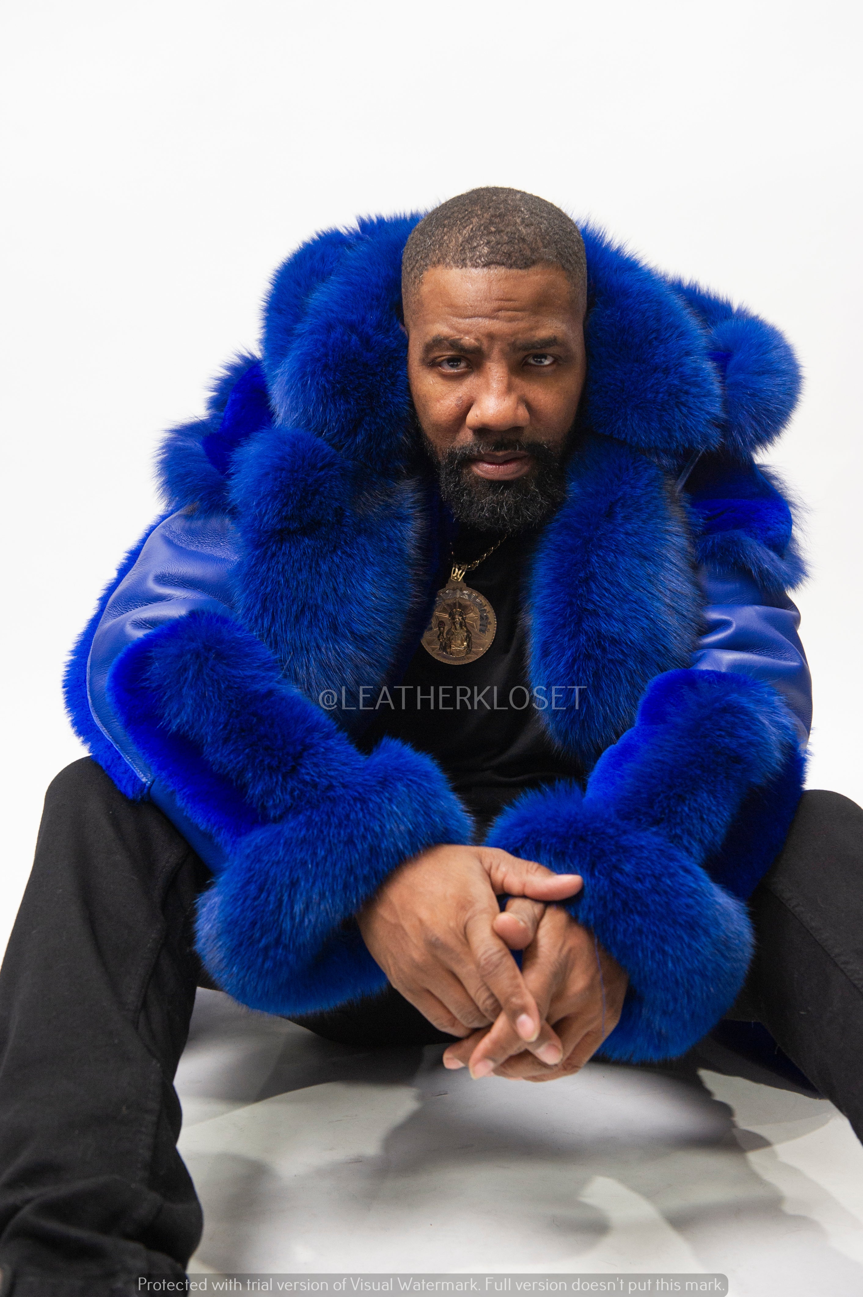 Men's Andre Shearling Biker With Fox [Royal Napa] – LeatherKloset