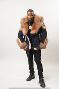 Men's Andre Shearling Biker With Fox [Navy/Gold]