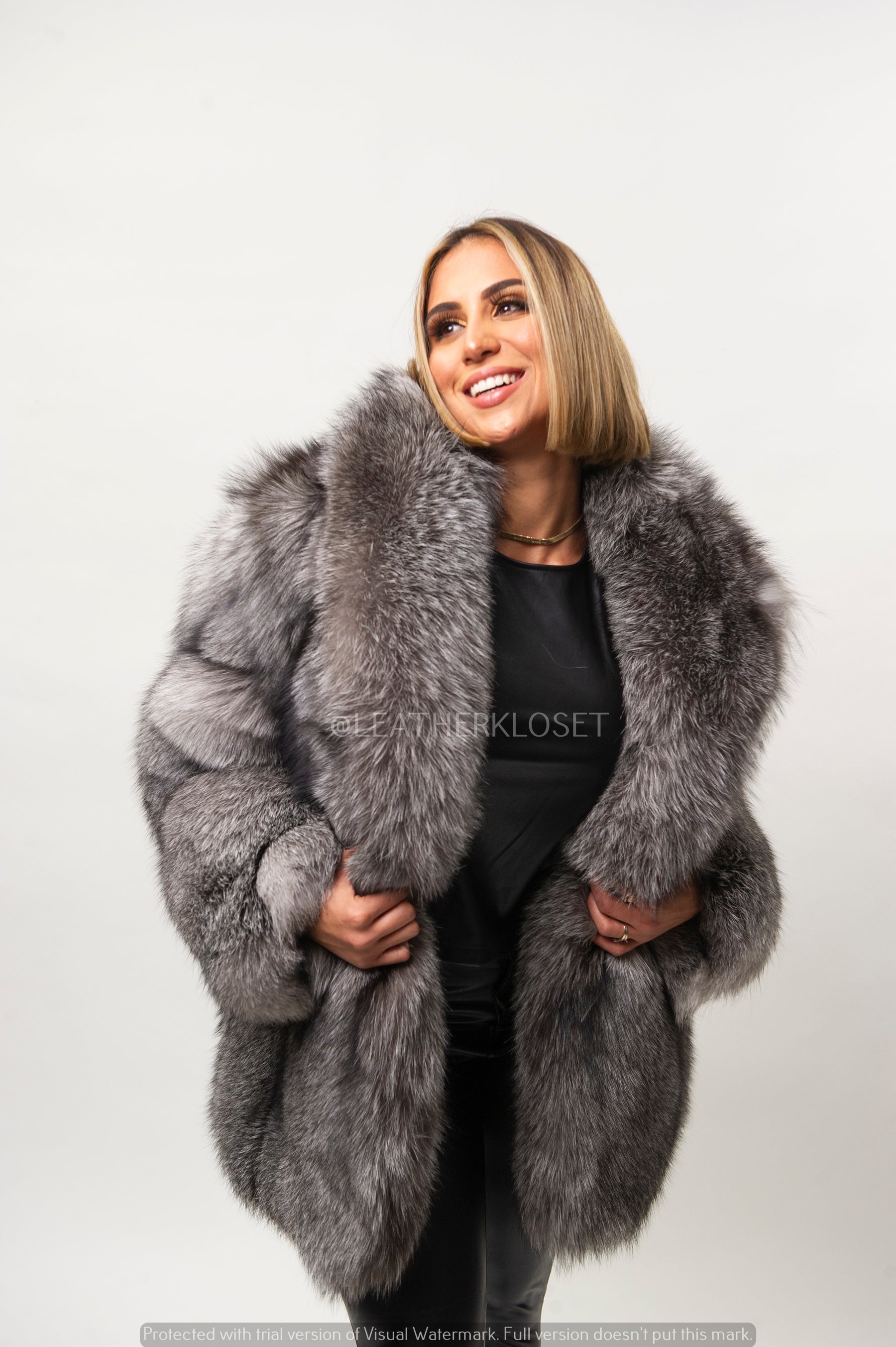 Women's Red Fox Fur Stroller Coat