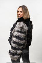 Women's Telise Black And Silver Fox Bomber