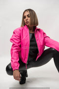 Women's Leather Hoodie [Pink]